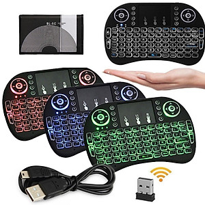Bàn phím Wireless mini UKB500- Bàn phím không dây mini keyboard kiêm chuột cảm ứng đa năng wireless - Hàng chính hãng