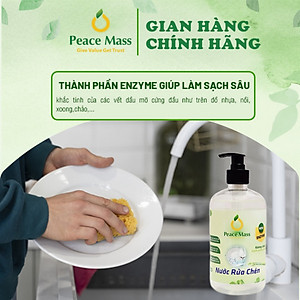 Nước rửa chén Peace Mass 500ml công nghệ enzym - sạch chén bát, không đọng mùi , không khô da, an toàn cho da nhạy cảm