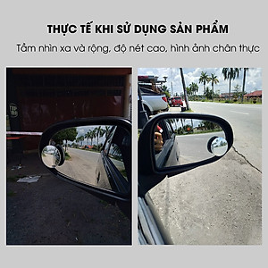 Bộ 2 Gương cầu lồi ô tô Hàng Xuất Khẩu Mỹ, tráng bạc dày công nghệ gương Bỉ TÂM LUÂN Chổi lau tẩm dầu - Hàng chính hãng