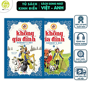 Sách - Không gia đình - Sách song ngữ văn học kinh điển, tặng kèm file nghe & note từ vựng, combo 2 cuốn - HG Books