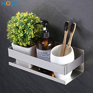 Kệ đựng đồ phòng tắm inox 304 xước dán tường Hobby home decor KCNX có keo dán