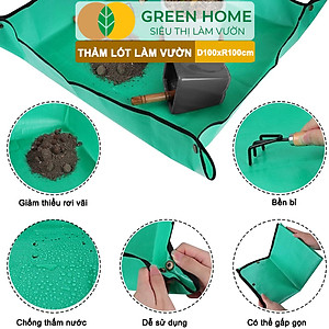 Thảm Lót Làm Vườn Greenhome, D100xR100cm, Trộn Đất, Thay Chậu, Trồng Cây Sạch Sẽ Chống Thấm Nước, Dễ Vệ Sinh, Gấp Gọn