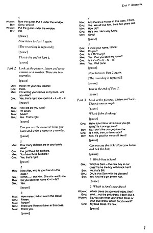 Cambridge Young Learners English Tests Second edition Starters 3 Answer Booklet