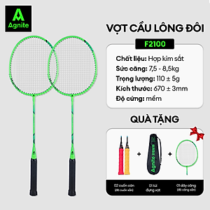 Vợt cầu lông cán liền Agnite - Kèm bao đựng cao cấp - 2 chiếc - F2134