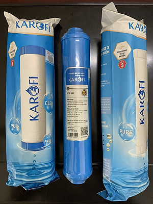 Bộ 3 lõi lọc nước 123 hàng chính hãng Karofi với lõi số 2 OCB nhỏ cắm nhanh, dùng cho các dòng máy N-e.
