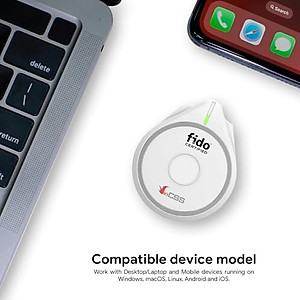 Khóa bảo mật VinCSS FiDO2® Fingerprint (NFC/Bluetooth/USB-C) - Multi Factor authentication (MFA) - Security Key and passkey - Chuẩn FIDO2 - Bảo vệ tài khoản online -  Hàng chính hãng