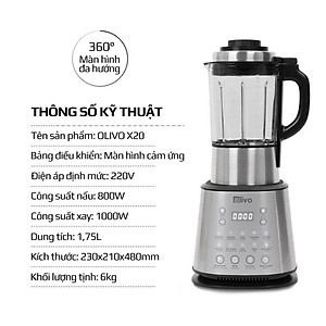 Máy Xay Sửa Hạt Olivo X20 Plus Thương Hiệu Mỹ 12 Chương Trình - Hàng Chính Hãng