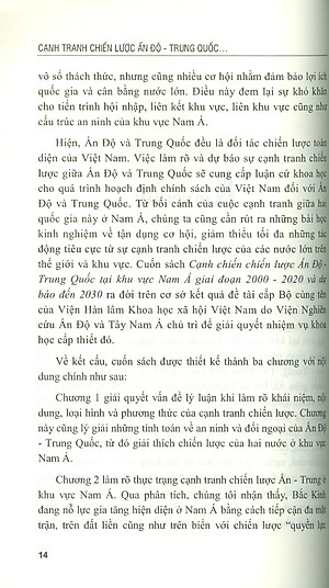 Cạnh Tranh Chiến Lược Ấn Độ - Trung Quốc Tại Khu Vực Nam Á Giai Đoạn 2000-2020 Và Dự Báo Đến 2030 (Sách chuyên khảo) - Viện Hàn lâm Khoa học Xã hội Việt Nam - Viện Nghiên cứu Ấn Độ và Tây Nam Á; TS. Trần Hoàng Long chủ biên