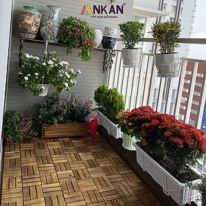 Vỉ Gỗ Lót Sàn Ban Công Thương Hiệu ANKAN Màu Nâu Vàng Loại 12 Nan, Ván Gỗ Lót Sàn Ngoài Trời, Sân Vườn, Hồ Bơi, Phòng Spa, Siêu Bền, Chịu Nước Tốt, Chống Trơn Trượt, Tiêu Chuẩn Xuất Khẩu (1 Vỉ)