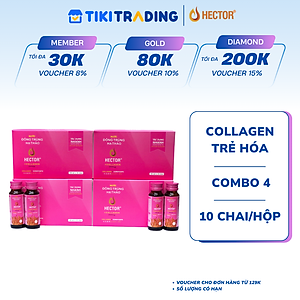 Combo 4 hộp 40 chai Đông trùng hạ thảo Hector Collagen Trẻ hóa nhanh