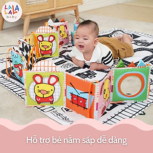 Sách Vải ZicZac Đa Tương Tác Kiêm Đồ Chơi Quây Cũi Kích Thích Thị Giác Cho Trẻ Sơ Sinh - Lalala Baby