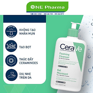 Sữa rửa mặt CeraVe dành cho da thường và da dầu CeraVe Foaming Facial Cleanser 473ml