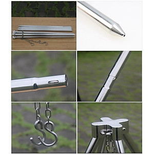 Đồ cắm trại kiềng treo nồi 4 chân campingmoon campoutvn MT-130 du lịch dã ngoại hợp kim tốt sang trọng gấp gọn chịu tải cực tốt dễ dàng mang theo A086