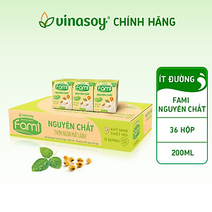 Thùng Sữa đậu nành Vinasoy Fami Nguyên Chất ít đường (200ml x 36 Hộp)