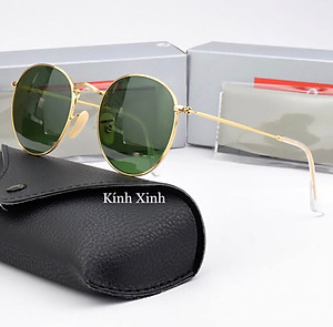 Kính râm Round Metal Unisex Mắt Tròn Thủy Tinh Gọng Kim Loại Thời Trang Retro