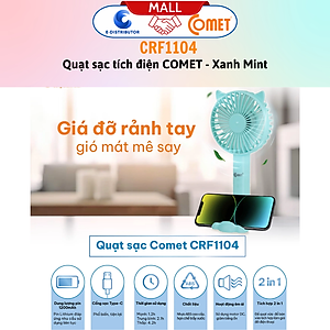 Quạt Sạc Tích Điện Cầm Tay Comet CRF1104 - Công Suất	4W - Dùng Liên Tục 4H - Hàng Chính Hãng - Bảo Hành 12 Tháng