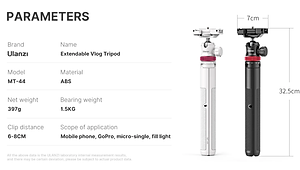 Ulanzi MT-44 - Tripod Mini Cho Máy Ảnh, Điện Thoại, Tải Trọng 1.5 Kg, Chiều Cao Tối Đa 109cm- Hàng chính hãng