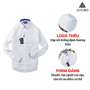 Áo sơ mi nam dài tay ALIGRO chất liệu cotton cổ bẻ dáng ôm body trắng phối cổ ALGS191