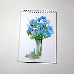 Sổ vẽ màu nước A4 giấy chuyên dụng có vân đẹp nhập từ Ý định lượng 300gsm, loang màu tốt lên màu trong tự nhiên,15 tờ/cuốn Green Art-Hàng chính hãng