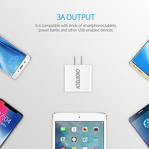 Cóc củ sạc nhanh 15W 3 cổng USB hiệu CHOETECH C0026 cho điện thoại / máy tính bảng Samsung iPhone Huawei Oppo Xiaomi (sạc nhanh 2.4A / Port, 3 Port USB, Max 3A, trang bị LED hiển thị) - Hàng chính hãng