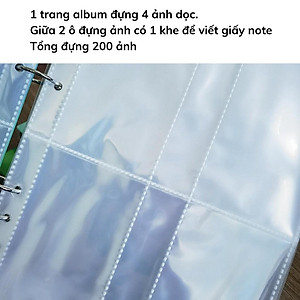 Album ảnh 6x9 đựng 200 tấm có ô ghi chú bìa nhựa Acrylic sắc màu để ảnh gia đình, binder đựng card Tú Vy Studio