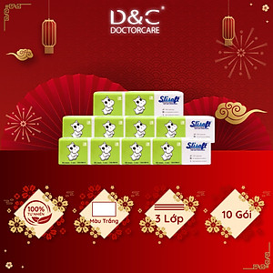 10 Bịch Giấy ăn Slisoft Trắng 3 lớp x 100 tờ đa năng,khăn giấy rút không chất tẩy trắng an toàn cho cả gia đình