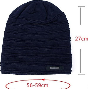 Nón len, mũ len trùm đầu gân ngang A016