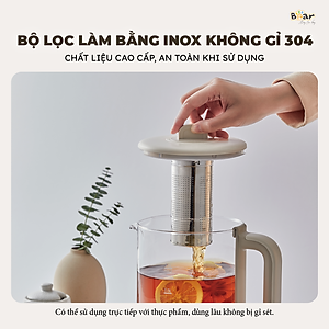 Bình Pha Trà BEAR 1,5L Ấm Thủy Tinh Đun Nước Giữ Nhiệt Hẹn Giờ Có Lưới Lọc Bảo Hành 18 Tháng - SB-PT15K 1000W