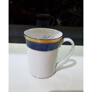 Cốc sứ cao cấp Noritake M165-T91332K, màu xanh da trời vân đá, mạ vàng, dung tích 250ml - Hàng chính hãng