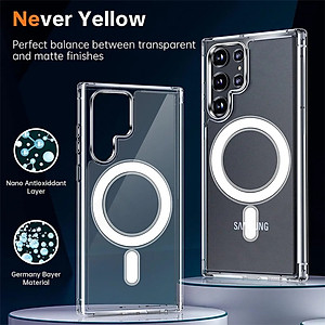 ốp lưng magnetic cho Samsung Galaxy S22 Ultra / S22 Plus / S22 5G hiệu HOTCASE Ultra Crystal Clear - thiết kế trong suốt, chống sốc chống va đập - Hàng nhập khẩu