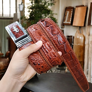 Dây Nịt Nam Cá Sấu Liền Nguyên Tấm Bản Rộng 4cm. Dây Được Đan Viền Thủ Công Rất Đẹp