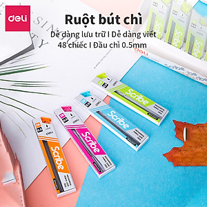Ruột Bút Chì 0.5Mm Deli, Xanh Dương/Cam/Xanh Lục/Hồng - 2 Ống - E7003