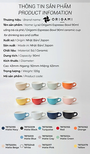 New 2024 Ly sứ Origami Espresso Bowl 90ml uống trà cà phê
