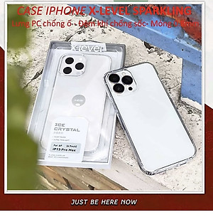 Ốp lưng PC trong suốt cho iPhone 15 13 12 11 Pro max 14 15 16 Plus hiệu X-Level Sparkling - lưng PC chống ố vàng, viền TPU chống sốc, ốp lưng trong suốt, gờ bảo vệ camera, siêu mỏng 0.88mm - Hàng nhập khẩu