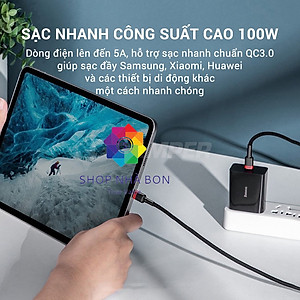 Dây cáp sạc nhanh 100W chuẩn PD 2.0 Type C to type-c QC 3.0 hiệu Baseus Cafule type c to Type C cho iPad Pro 2018 / 2020 / Samsung / Huawei / Xiaomi / Tablet / Macbook / Laptop Type C - Hàng nhập khẩu