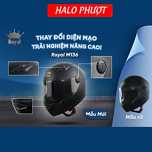 Nón bảo hiểm nguyên đầu (Fullface) Royal M136 Đen Mờ
