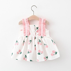  Váy Hai Dây Phối Ren Mùa Hè Bé Gái, Họa Tiết Hoa Hồng Đính Nổi , Chất Coton thấm hút mồ hôi, anna store