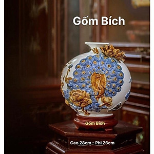 Bình Hút Lộc Công Đào Phú Quý Vinh Hoa Men Màu Bình Phong Thủy Tài Lộc Gốm Sứ Bát Tràng