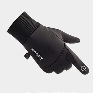 Găng tay nam mùa đông cảm ứng lót nỉ lông cực ấm lòng bàn tay chống trượt cao cấp GTN89