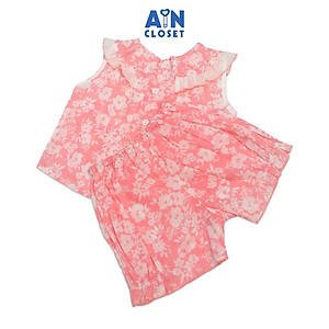 Bộ quần áo ngắn bé gái họa tiết Hoa Cẩm tú trắng nền hồng linen xước - AICDBG6YPTDY - AIN Closet