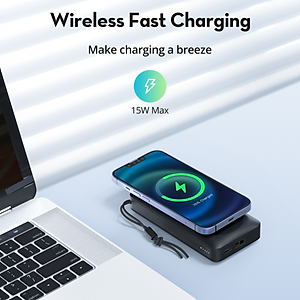 Pin Sạc Dự Phòng 20000mAh RAVPower RP-PB1214 Sạc Nhanh 20W, Sạc Không Dây Nam Châm Tối Đa 15W, Tương Thích Mag.Safe iPhone - Hàng Chính Hãng