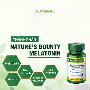 Combo 2 Hộp Viên Uống Hỗ Trợ Điều Hòa Giấc Ngủ NATURE'S BOUNTY Melatonin 5mg (60 Viên)