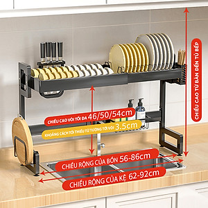 Kệ Chén Đĩa Kéo Giãn Thông Minh VANDO Giá Úp Bát Thay Đổi Kích Thước Trên Bồn Rửa 1 Tầng Chống Han Gỉ Cao Cấp