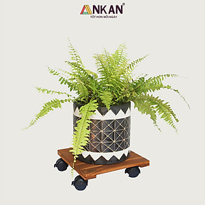 Đế Lót Chậu Cây Có Bánh Xe Dùng Để Chậu Cây Chậu Hoa Ngoài Trời Hoặc Trong Văn Phòng Giúp Không Gian Gọn Gàng Sạch Sẽ - Đế Vuông Màu Vàng Cạnh 30Cm Gỗ Tràm Bền Bỉ Thương Hiệu ANKAN