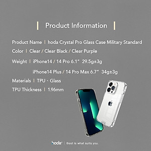 Ốp lưng dành cho iPhone 14 Pro/14 Pro Max/13/13 Pro/13 Pro Max HODA Crystal Pro Glass - Hàng Nhập Khẩu