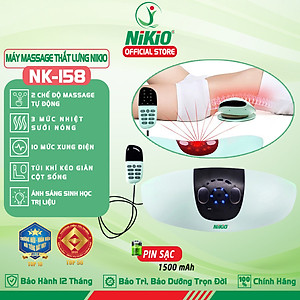 Máy Massage Lưng Và Thắt Lưng Nikio NK-158 - Công Nghệ Mát Xa Cải Tiến 4in1: Nhiệt Nóng, Xung Điện, Rung, Túi Khí - Hỗ Trợ Điều Trị Thoát Vị Đĩa Đệm, Thoái Hóa, Đau Cột Sống Lưng - Dòng Không Dây Pin Sạc, Có Remote Điều Khiển