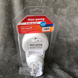 Ổ cắm hẹn giờ  Điện Quang ĐQ ESK MT06 WBL 13 ( Điều chỉnh cơ, 1 lỗ - 3 chấu, trắng – đen )