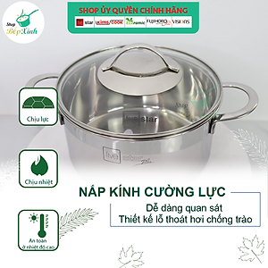 Bộ nồi chảo quánh inox FiveStar Plus 5 chiếc 3 lớp đáy liền inox 304 nắp kính, bảo hành 25 năm