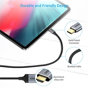 Dây Cáp Type C To HDMI 4K 60Hz Dài 1.8M, Dây Nylon Dù Thunderbolt 3 CHOETECH CH0021 - Hàng Chính Hãng