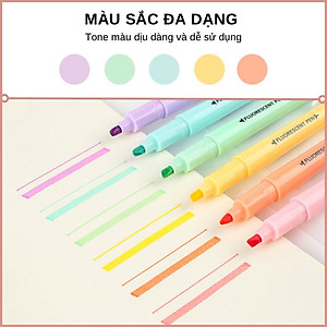 Set 6 bút highlight dạ quang đánh dấu dòng Pastel 2 đầu 